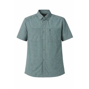 X-Caster Short Sleeve Button Up Shirt UPF 30 Sun Protection Mens M Green Casual